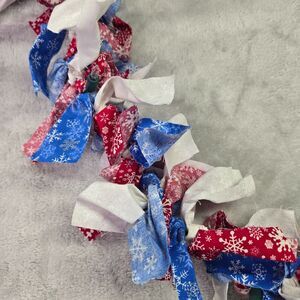 Americana Fabric Garland Rustic Rag Lighted Garland 12 ft Farmhouse 4th of July